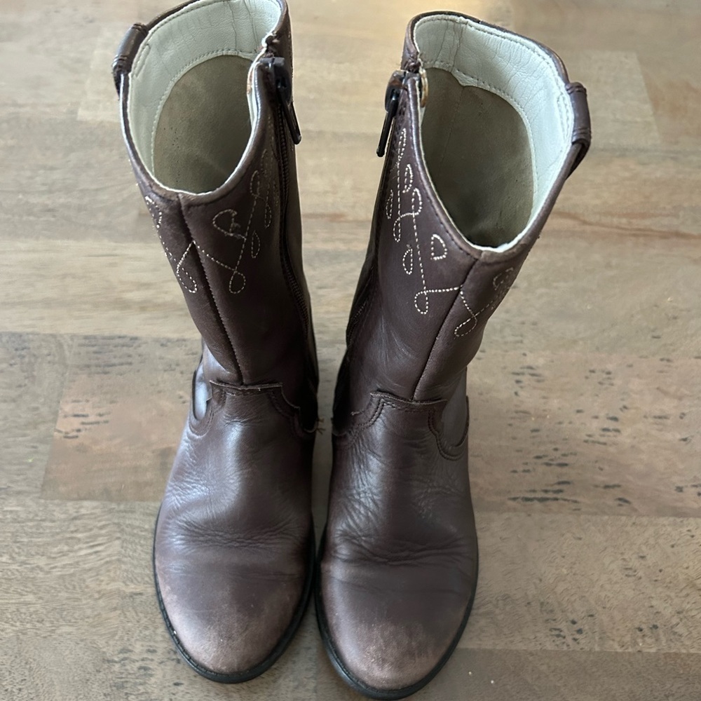 Clarks Toddler Dark Brown Embroidered Cowboy Boots - Picture 3 of 9